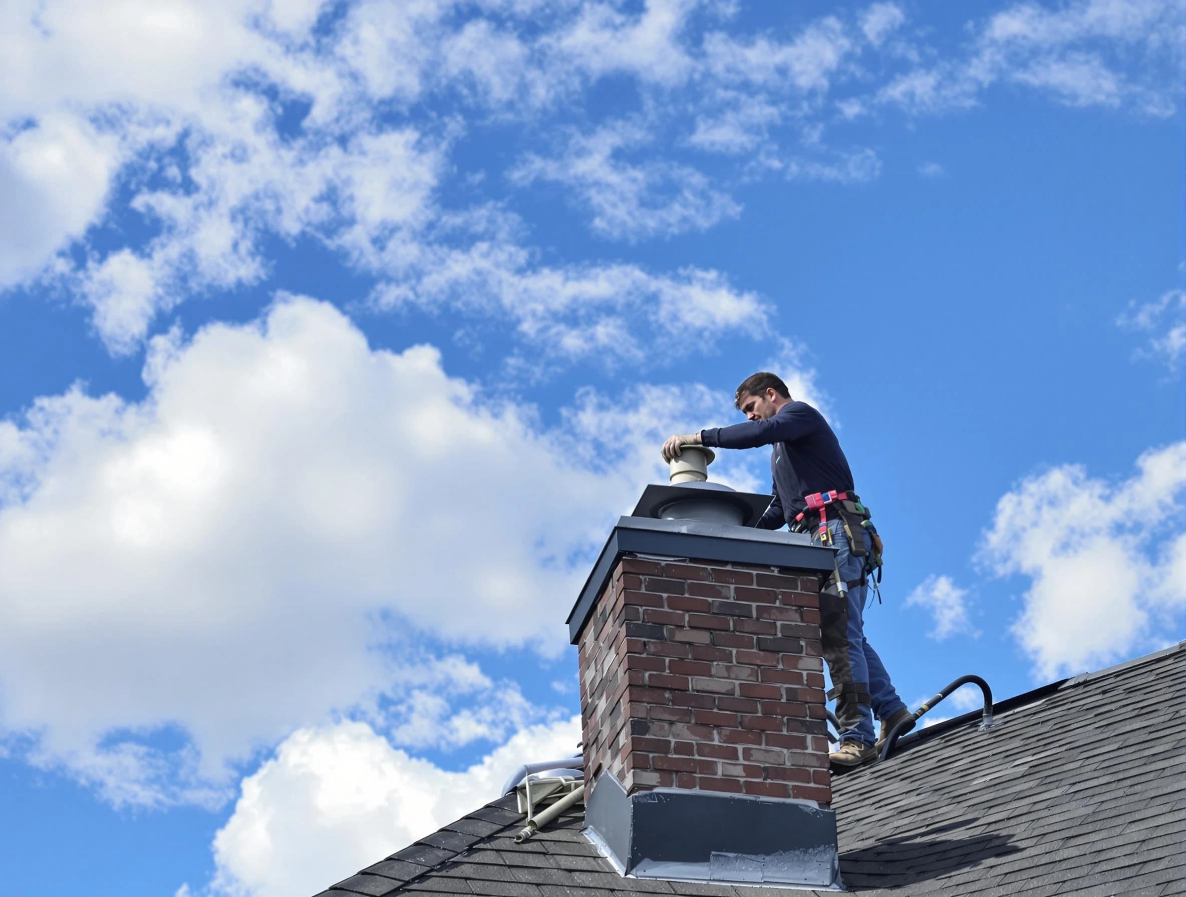 Calera Chimney Sweep installing a sturdy chimney cap in Calera, AL
