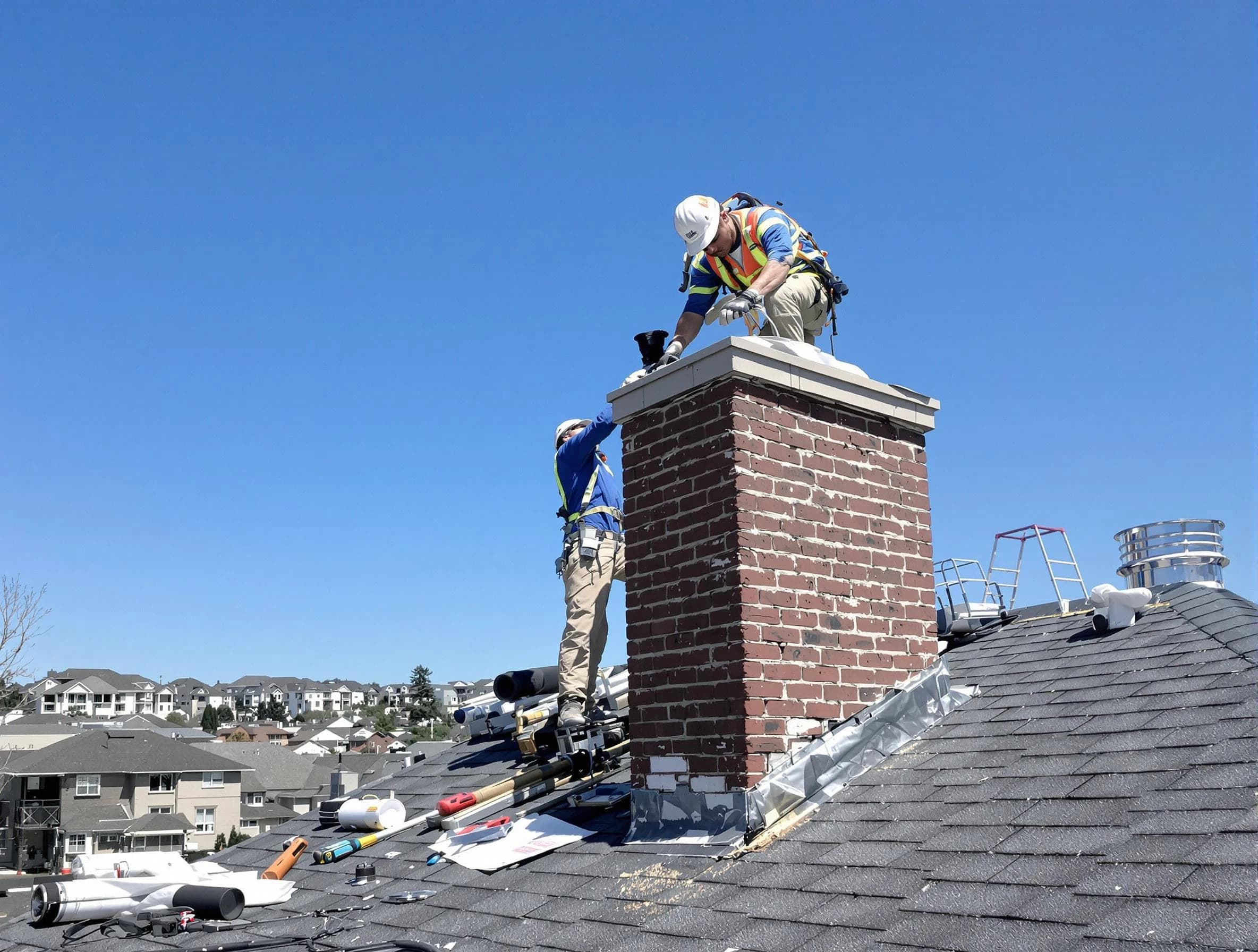 Calera Chimney Sweep repairing a chimney crown in Calera, AL