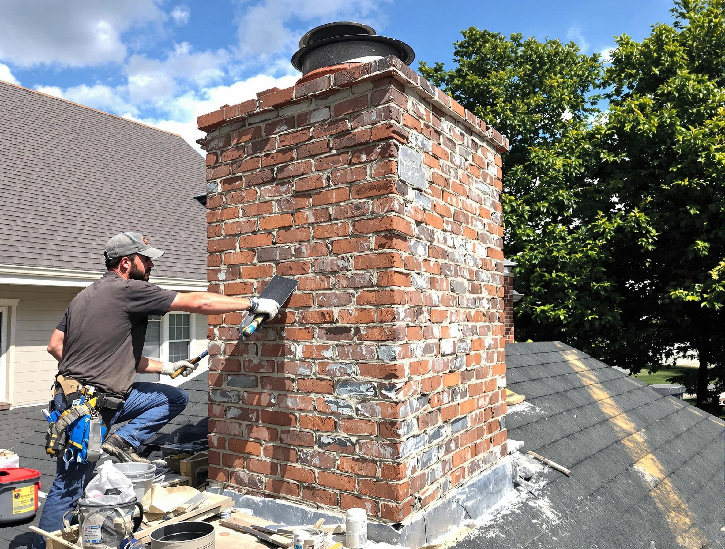 Completed chimney rebuild by Calera Chimney Sweep in Calera, AL