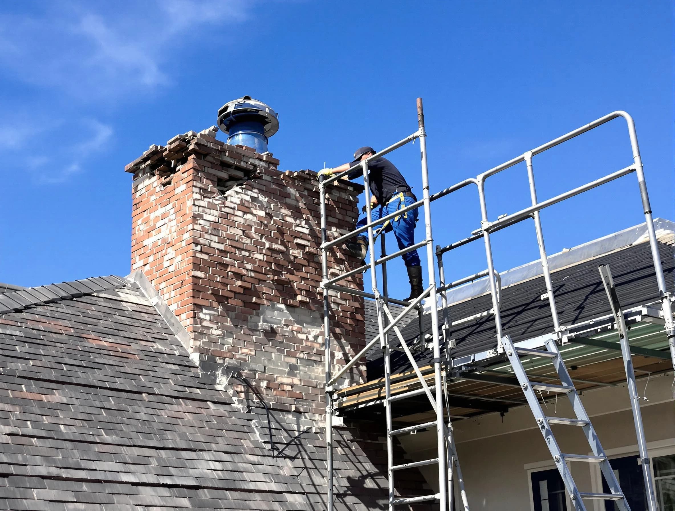 Rebuilding a chimney structure by Calera Chimney Sweep in Calera, AL
