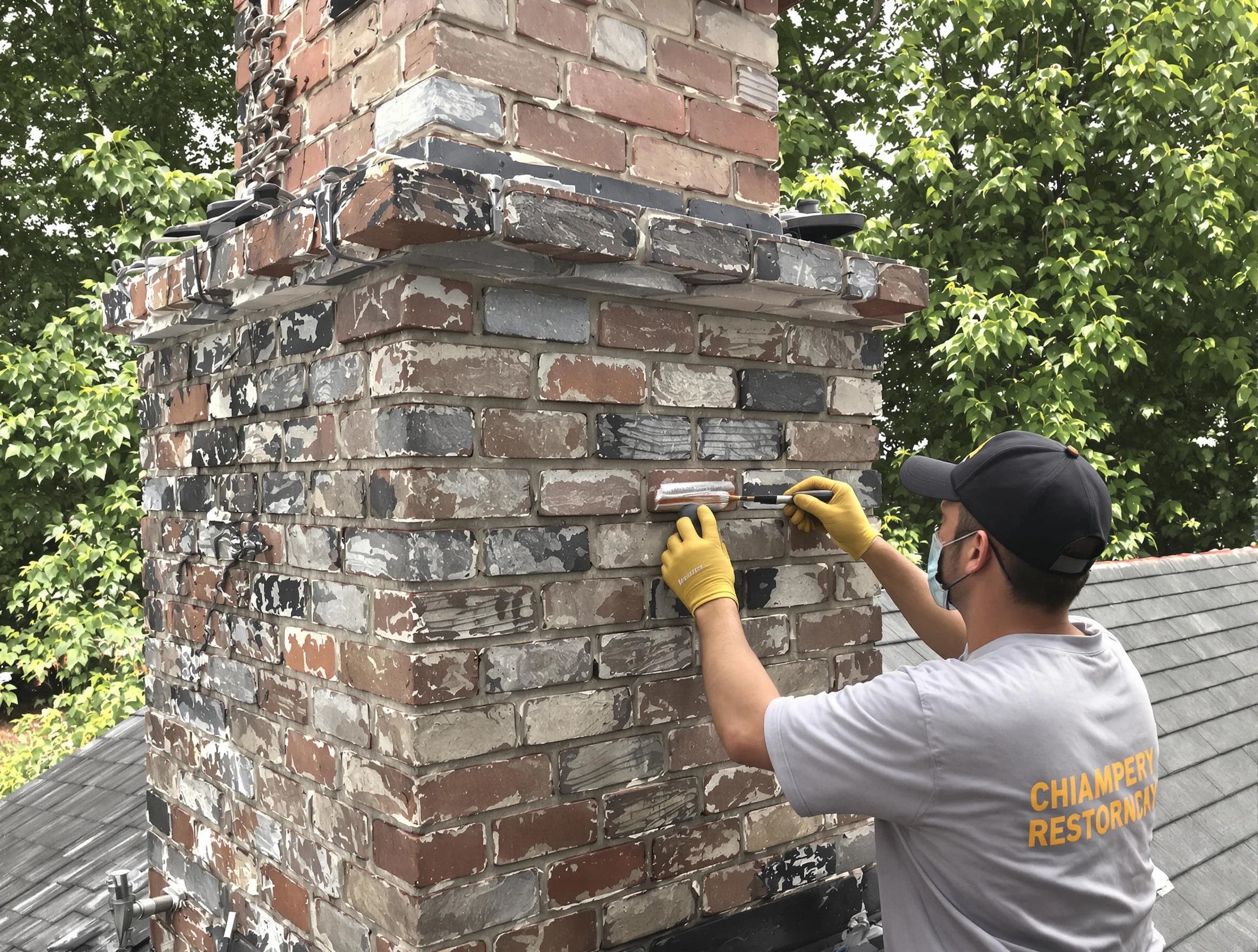 In-progress chimney restoration by Calera Chimney Sweep in Calera, AL