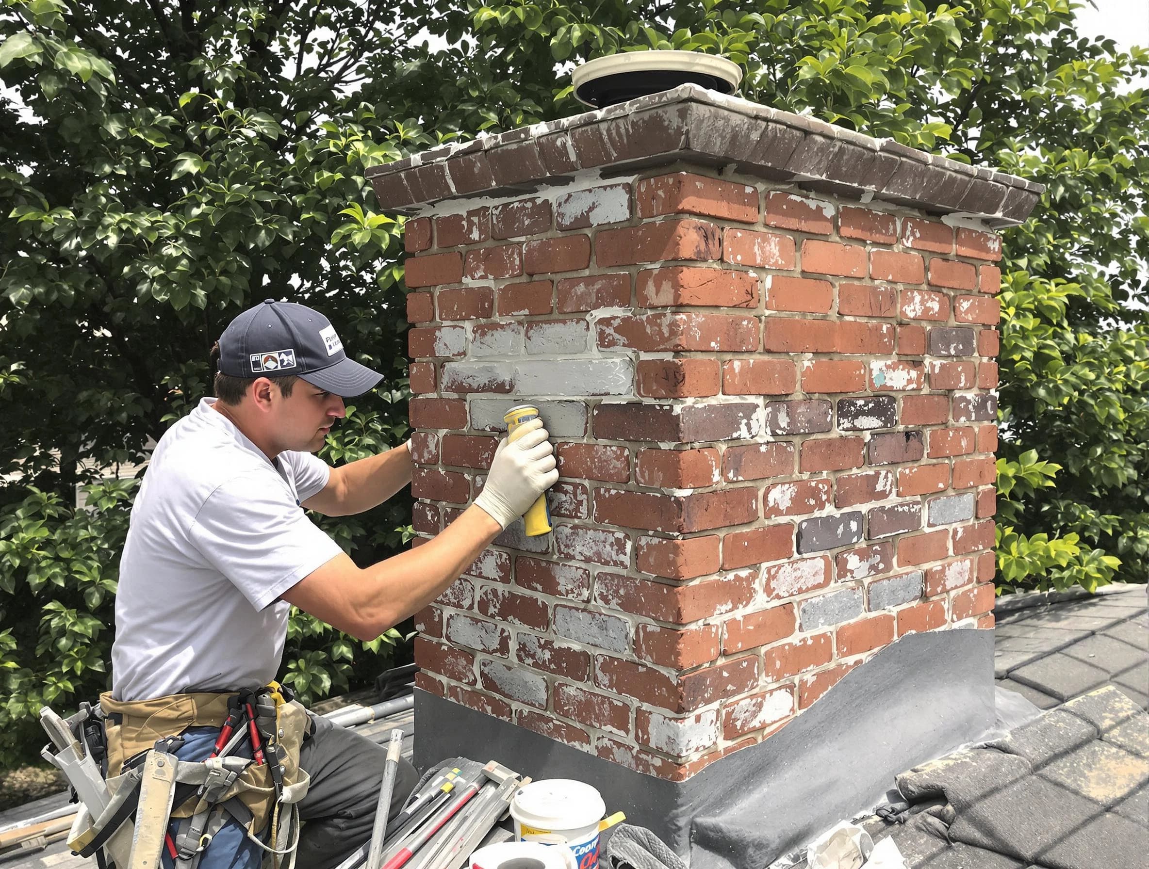 Calera Chimney Sweep restoring an aging chimney in Calera, AL