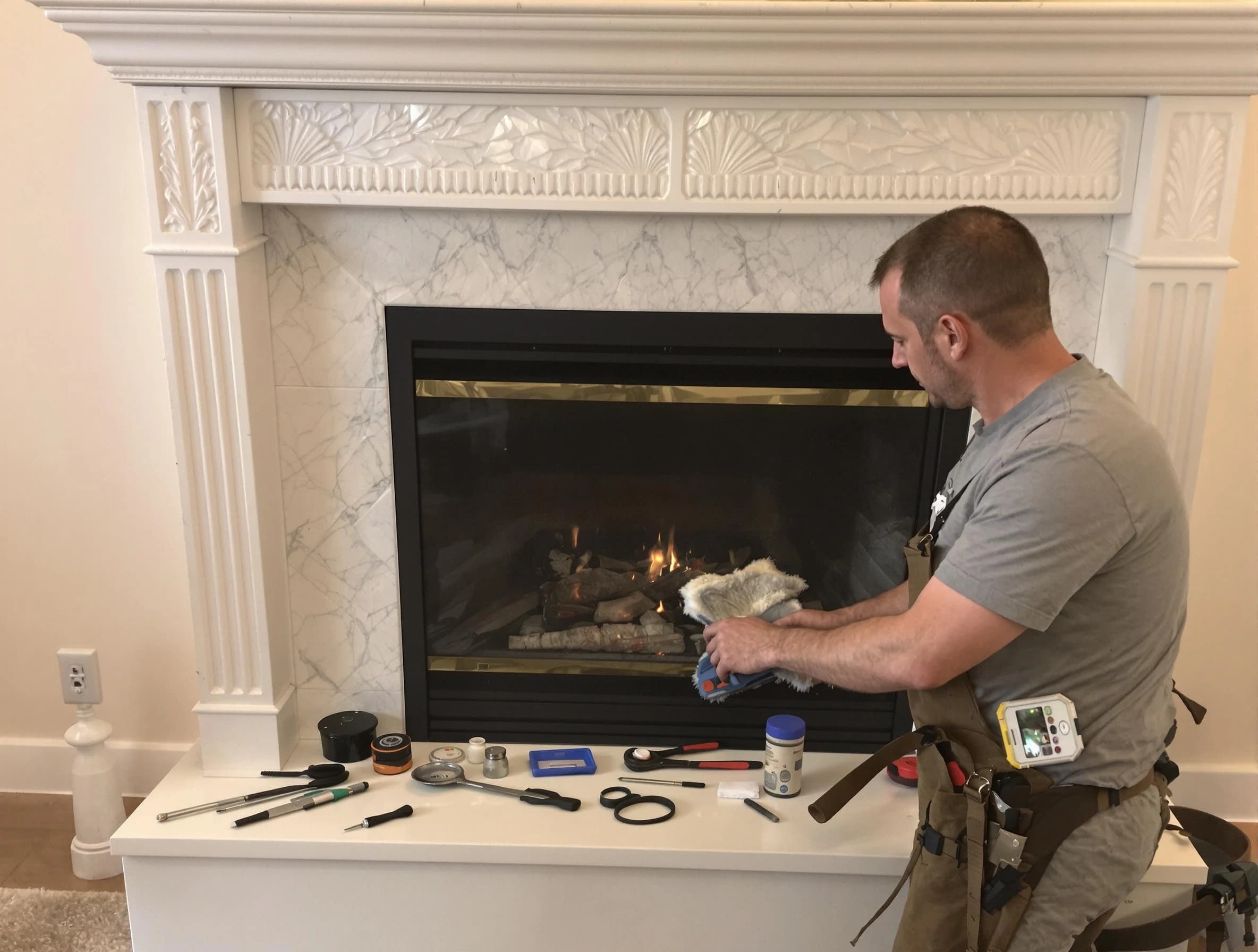 Calera Chimney Sweep performing fireplace maintenance in Calera, AL
