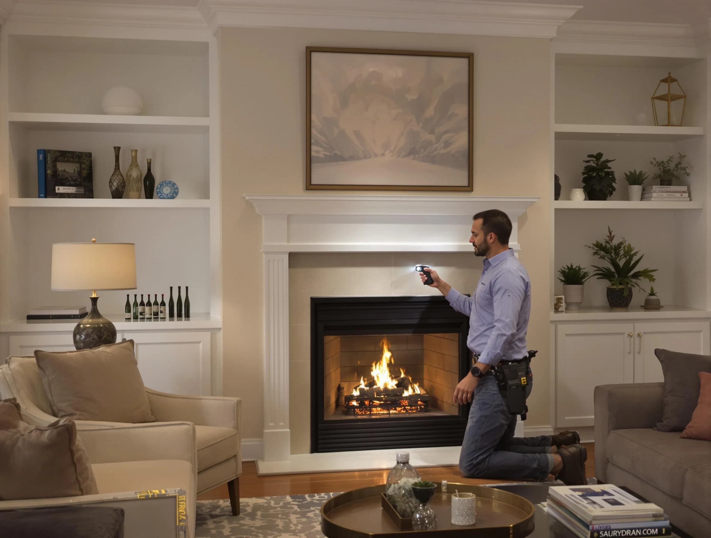 Calera Chimney Sweep conducting a fireplace safety inspection in Calera, AL