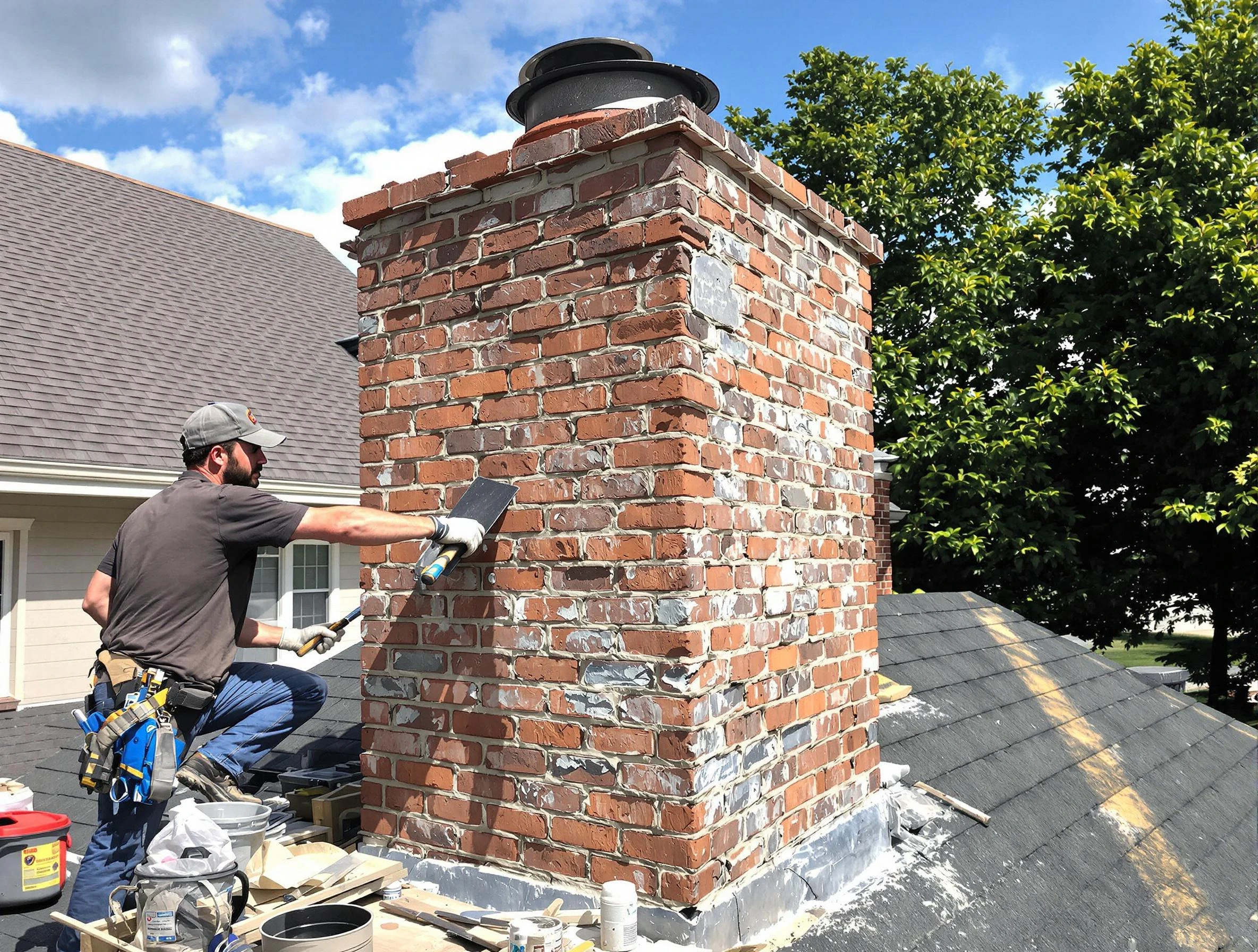 Completed chimney rebuild by Calera Chimney Sweep in Calera, AL