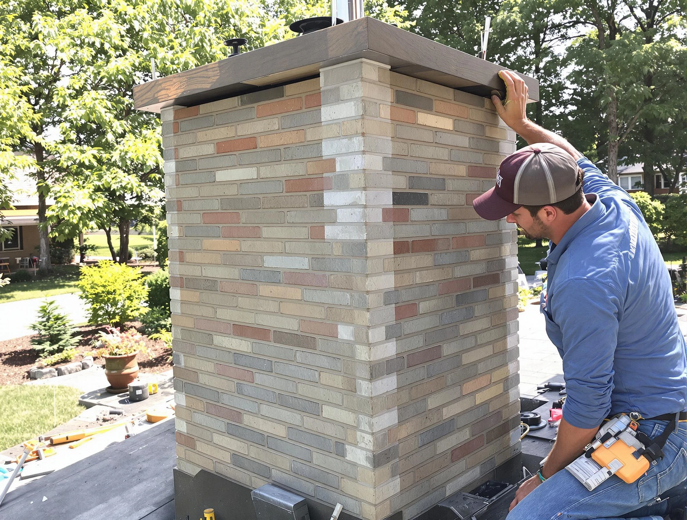 Calera Chimney Sweep completing a modern chimney remodel in Calera, AL