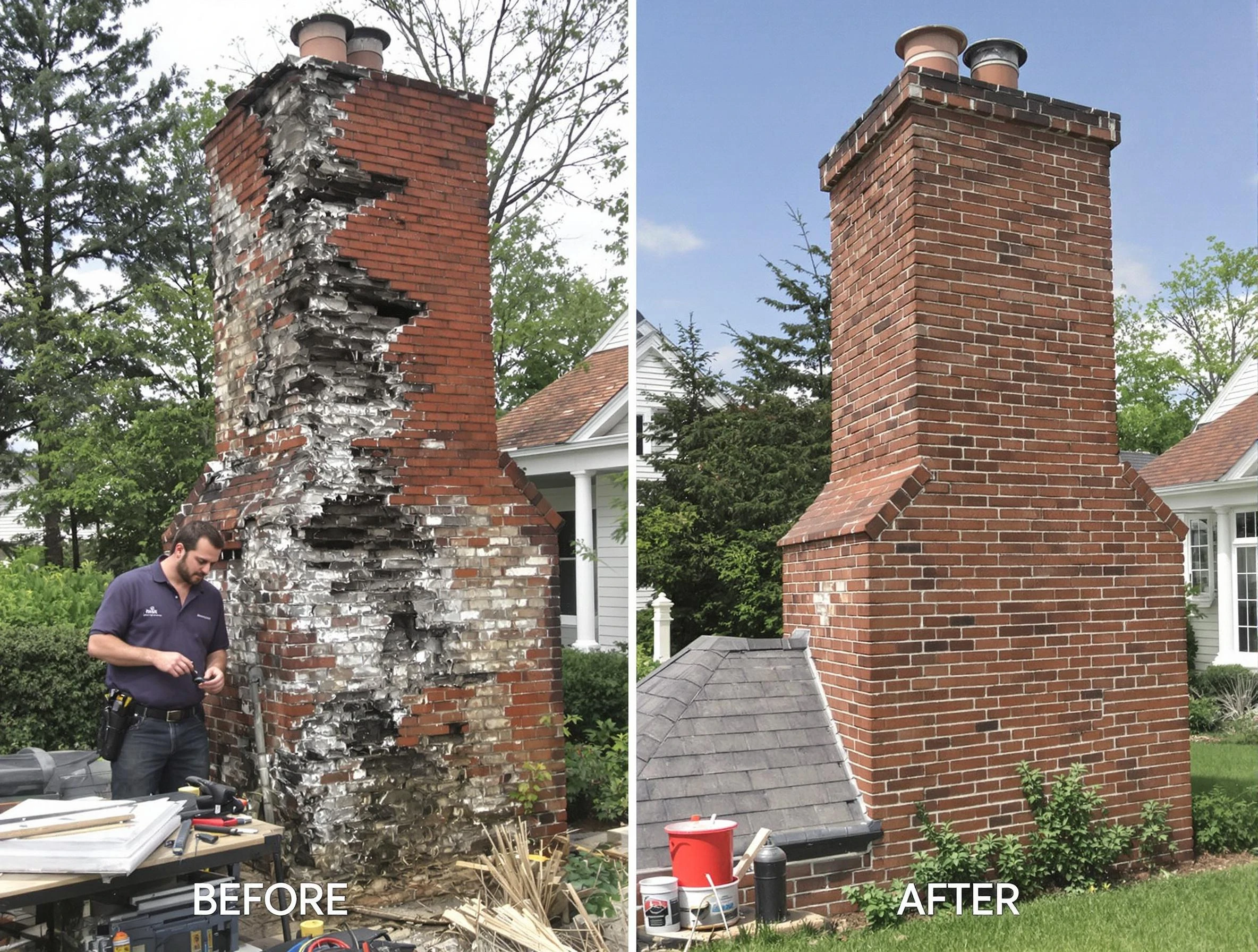 Calera Chimney Sweep performing a full chimney restoration in Calera, AL