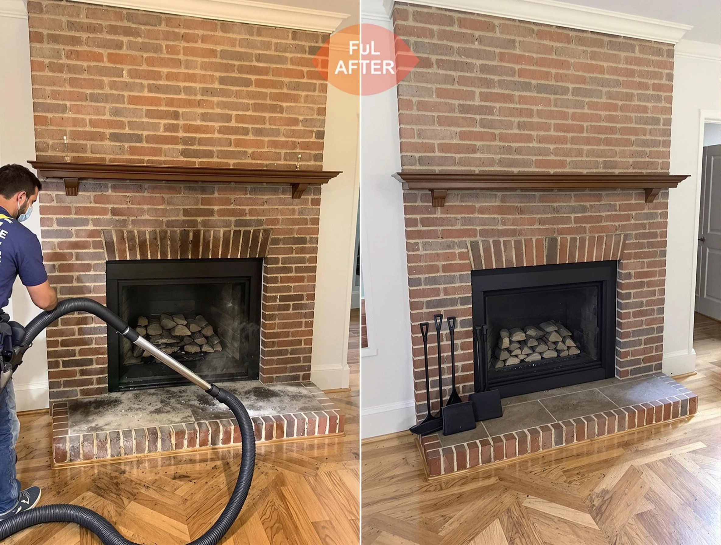 Calera Chimney Sweep carefully sanitizing a fireplace in Calera, AL
