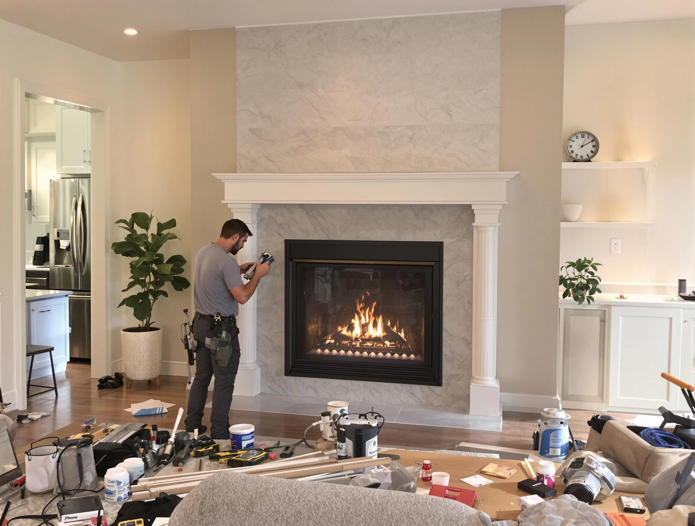 Newly installed fireplace by Calera Chimney Sweep in Calera, AL