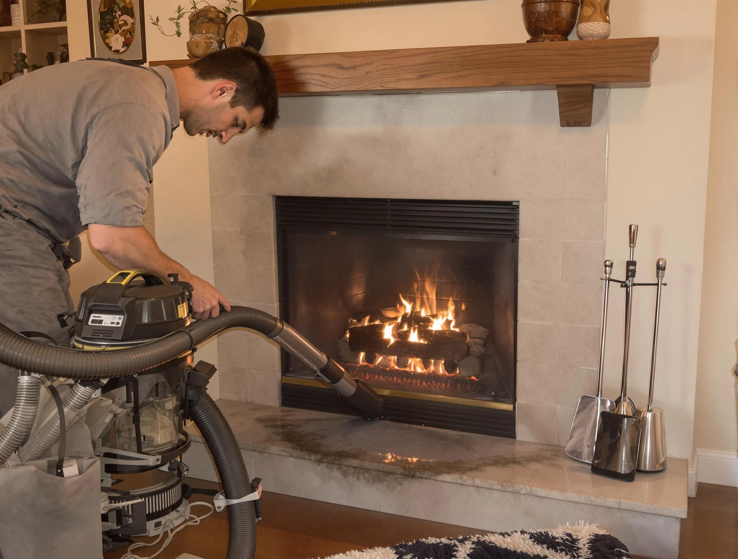 Routine fireplace upkeep by Calera Chimney Sweep in Calera, AL